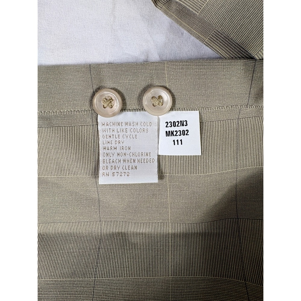 Perry Ellis Mens XL Short Sleeve Button Down Shirt Olive Green Grid MK2302 - Picture 3 of 3